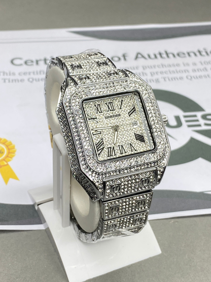 CARTIER Iced Out Luxury Analog Watch with Stainless Steel Case