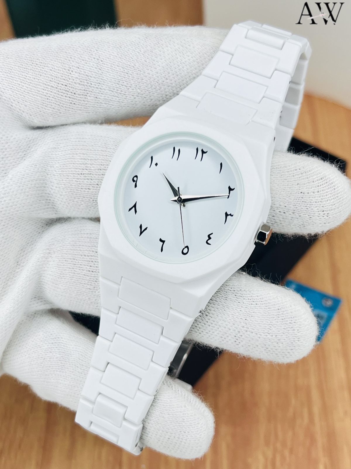 🤍 Aura Watch (Full White) – Fiber Material | Butterfly Lock | Lootlo Offer | Box & Extra Cell Included