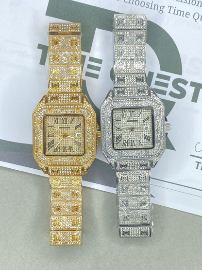 CARTIER Iced Out Luxury Analog Watch with Stainless Steel Case