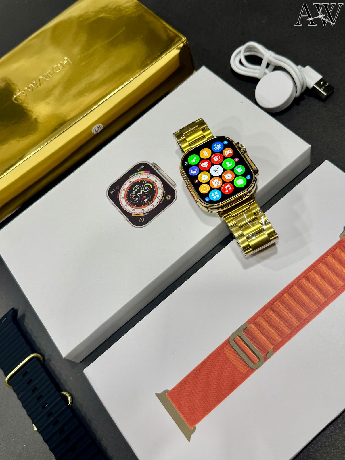 💥 Smart Watch Series 8 Ultra Gold Edition – Bluetooth Calling | Wireless Charging | HD Display