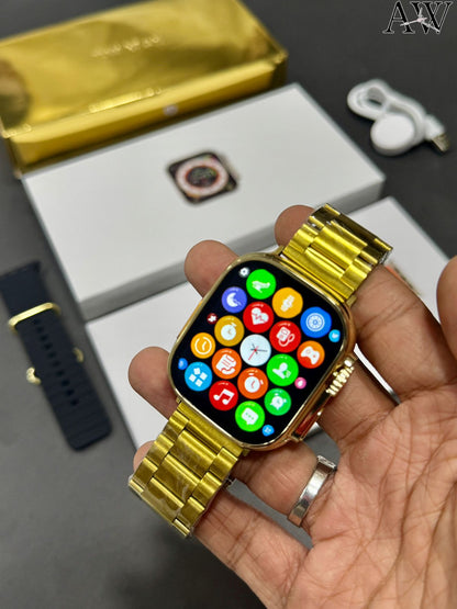 💥 Smart Watch Series 8 Ultra Gold Edition – Bluetooth Calling | Wireless Charging | HD Display