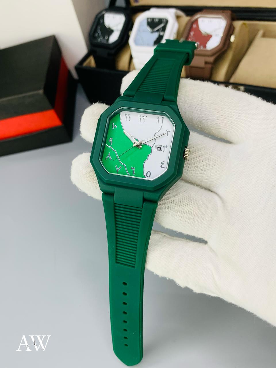 🕓 Aura Watch (Square Shape) – Date Working | Silicone Strap | New Attractive Colours