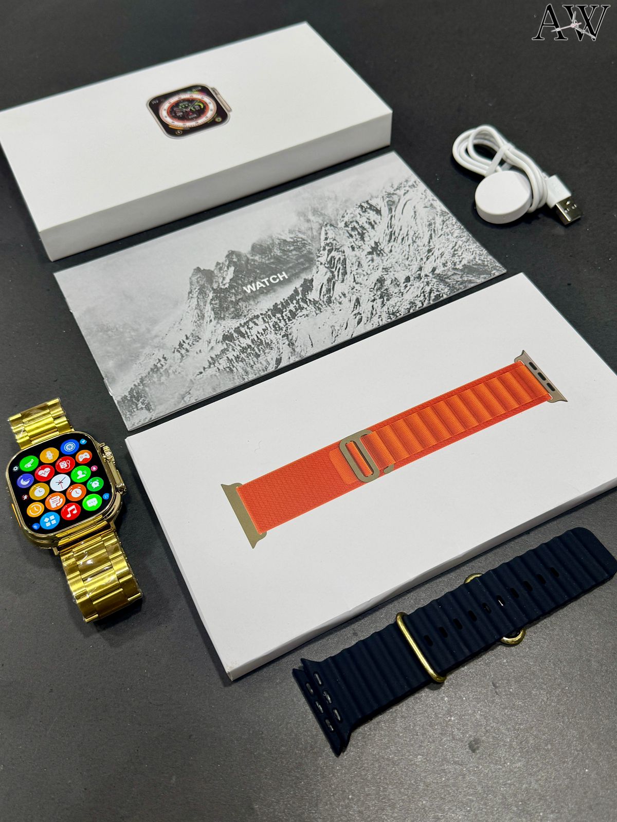 💥 Smart Watch Series 8 Ultra Gold Edition – Bluetooth Calling | Wireless Charging | HD Display