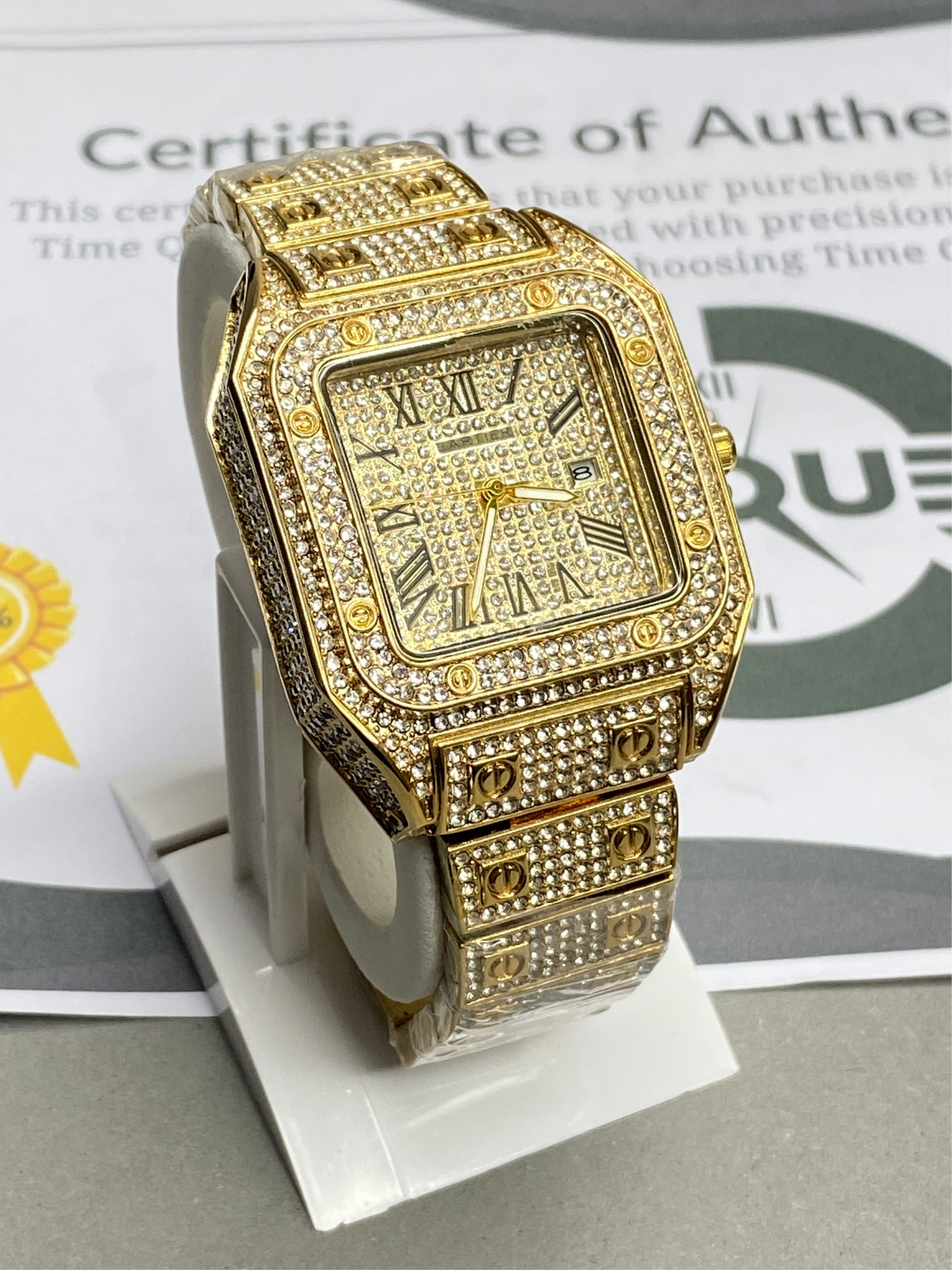 CARTIER Iced Out Luxury Analog Watch with Stainless Steel Case