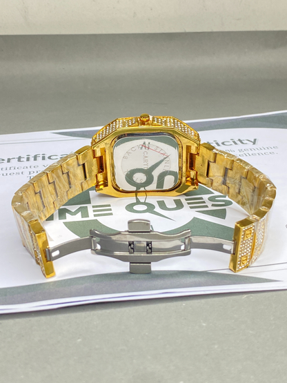 CARTIER Iced Out Luxury Analog Watch with Stainless Steel Case