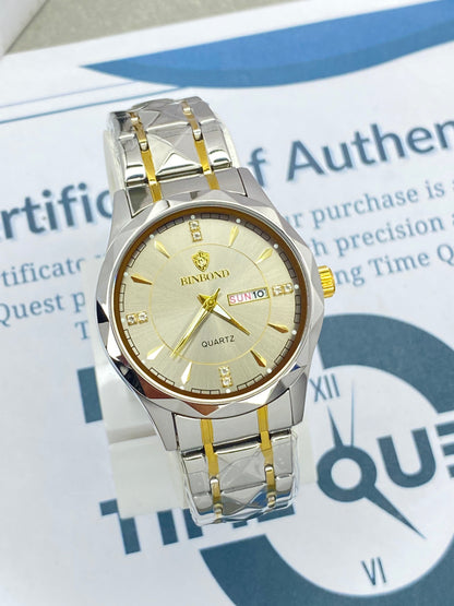 BINBOND Analog Luxury Chain Watch for Men with Date & Day Display