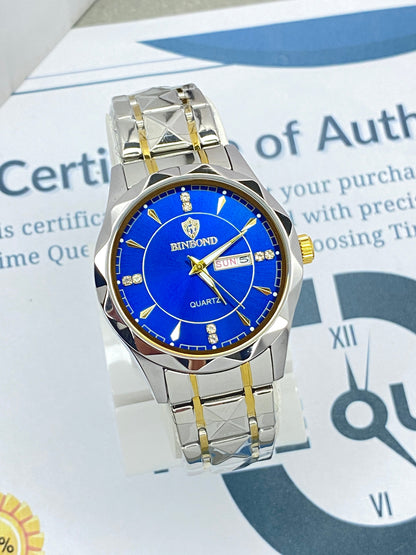 BINBOND Analog Luxury Chain Watch for Men with Date & Day Display