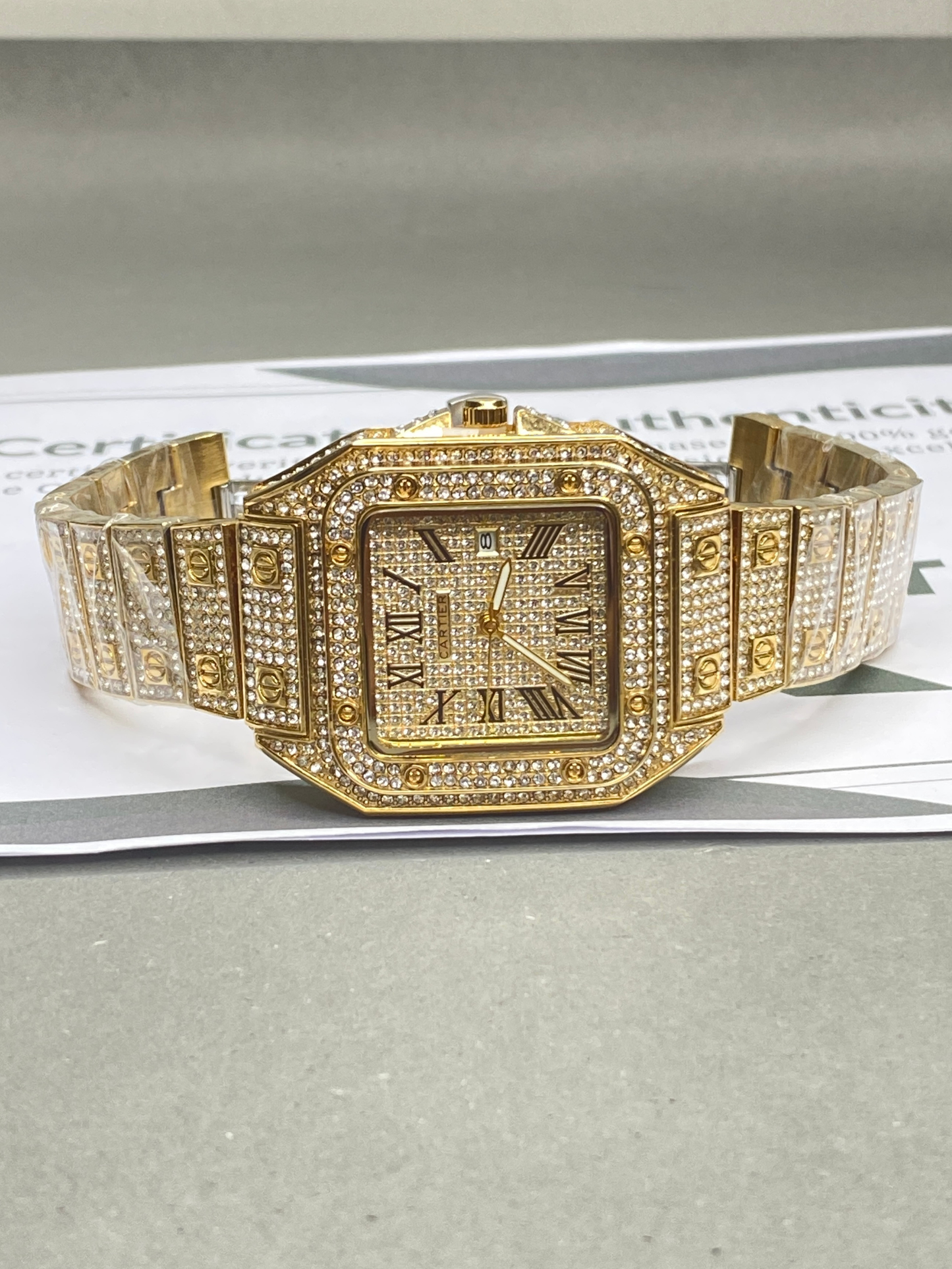 CARTIER Iced Out Luxury Analog Watch with Stainless Steel Case