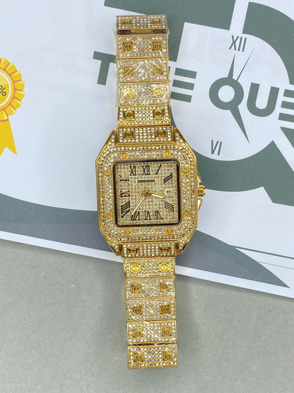 CARTIER Iced Out Luxury Analog Watch with Stainless Steel Case