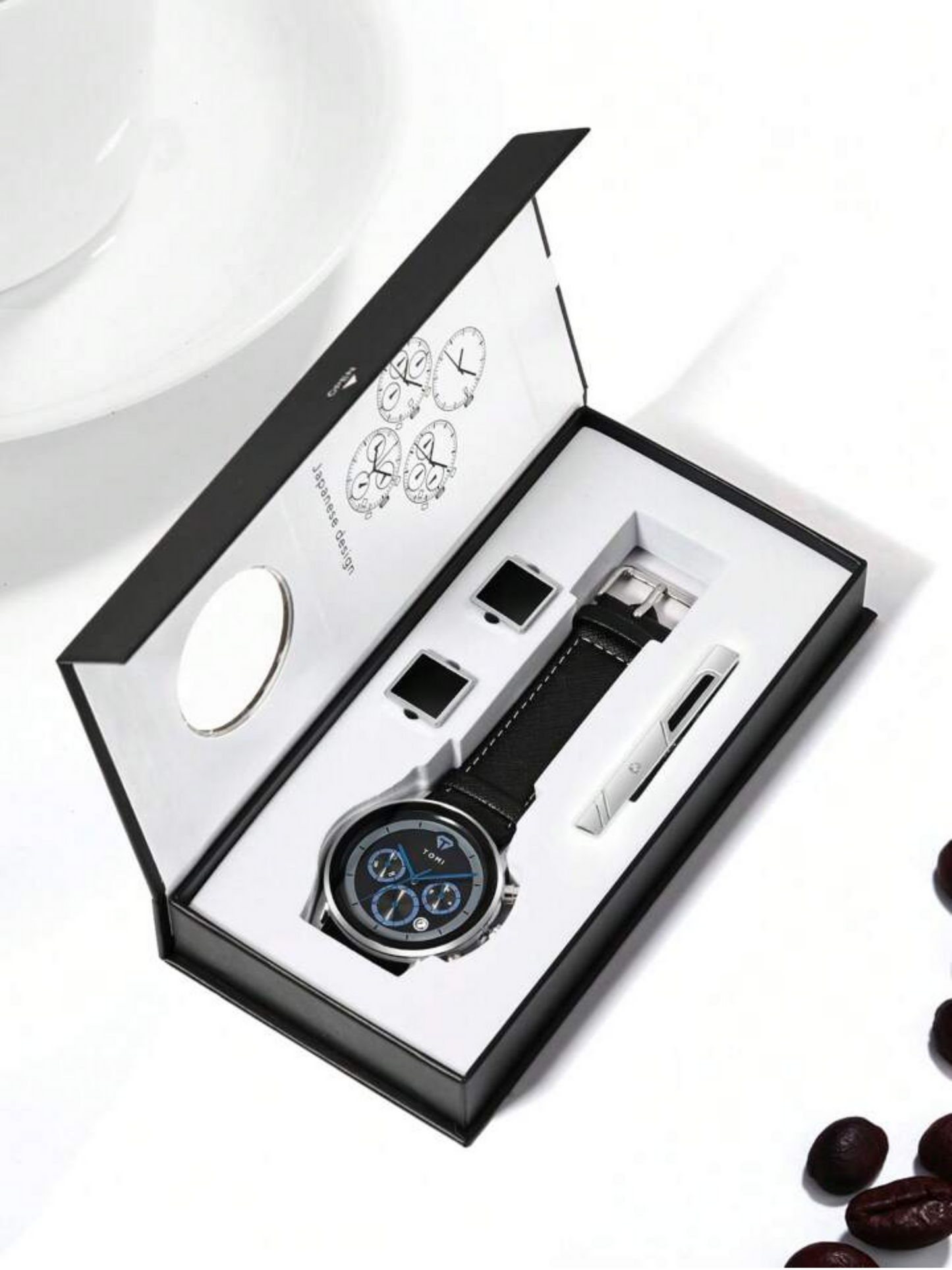 TOMI T-603 S6 Series Luxury Men’s Watch Gift Set with Cufflinks & Tie Pin