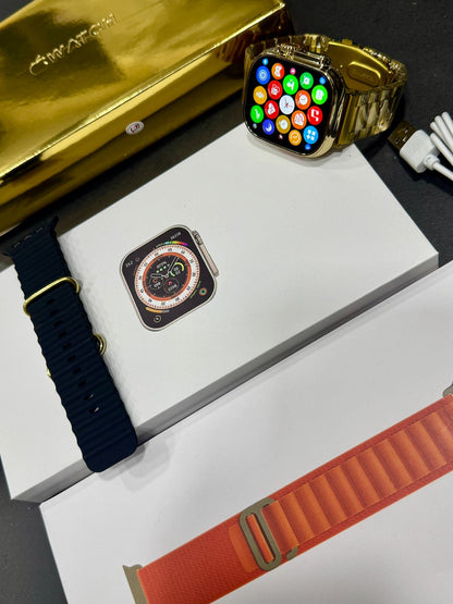 💥 Smart Watch Series 8 Ultra Gold Edition – Bluetooth Calling | Wireless Charging | HD Display