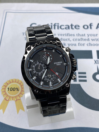 FNGEEN 1853 Analog Stainless Steel Watch for Men with Date Display