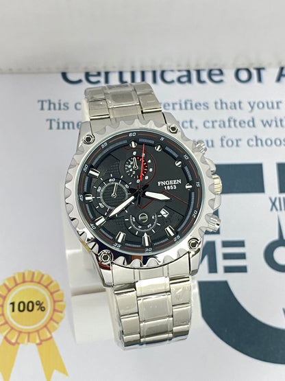 FNGEEN 1853 Analog Stainless Steel Watch for Men with Date Display