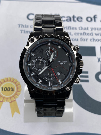 FNGEEN 1853 Analog Stainless Steel Watch for Men with Date Display