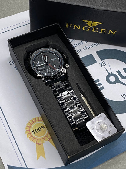 FNGEEN 1853 Analog Stainless Steel Watch for Men with Date Display