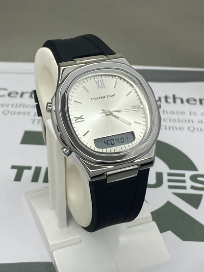 UNIVERSE POINT Dual Time Men’s Watch with Multi-Functional Silicone Straps