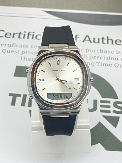 UNIVERSE POINT Dual Time Men’s Watch with Multi-Functional Silicone Straps