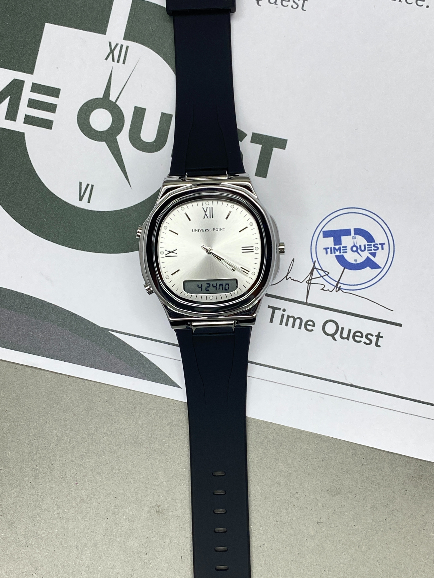 UNIVERSE POINT Dual Time Men’s Watch with Multi-Functional Silicone Straps