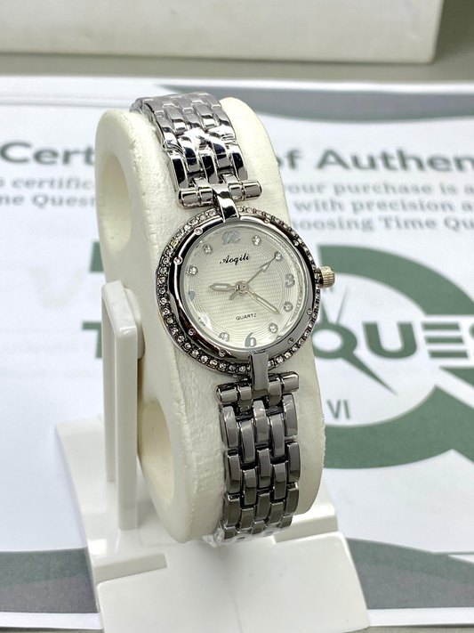 AOQILI Round Dial Luxury Stainless Steel Ladies Watch