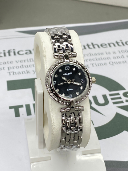 AOQILI Round Dial Luxury Stainless Steel Ladies Watch